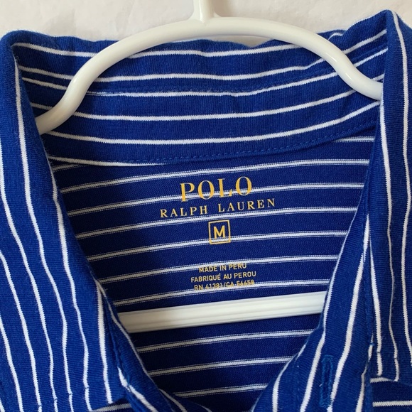 Boys Ralph Lauren Medium Striped Blue and White Polo - Picture 2 of 4